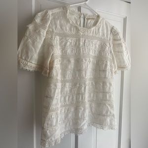 Ulla Johnson White Lace Puff sleeve Blouse size 8